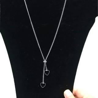colar corrente feminino pingente em formato de coração aço inox 60cm