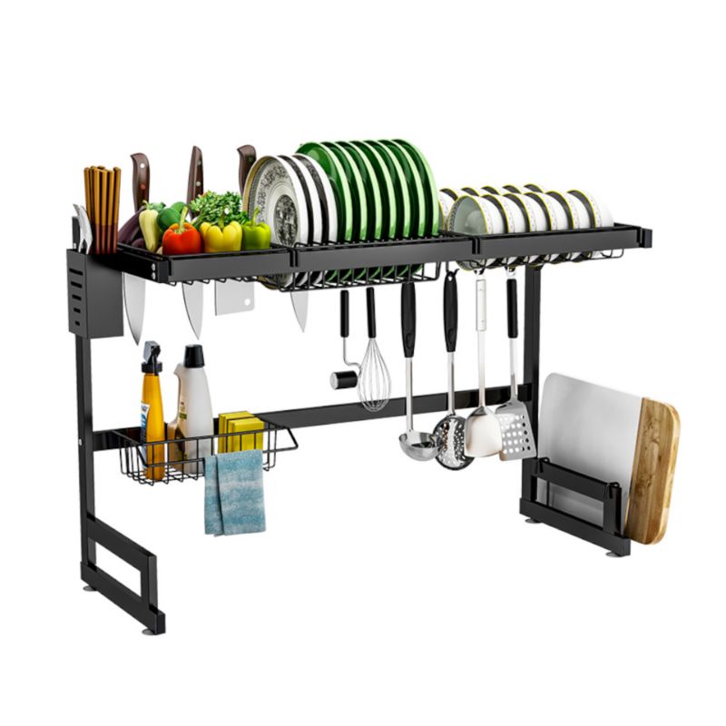Escorredor De Louças 85cm Rack Organizador de Cozinha Louça Preto
