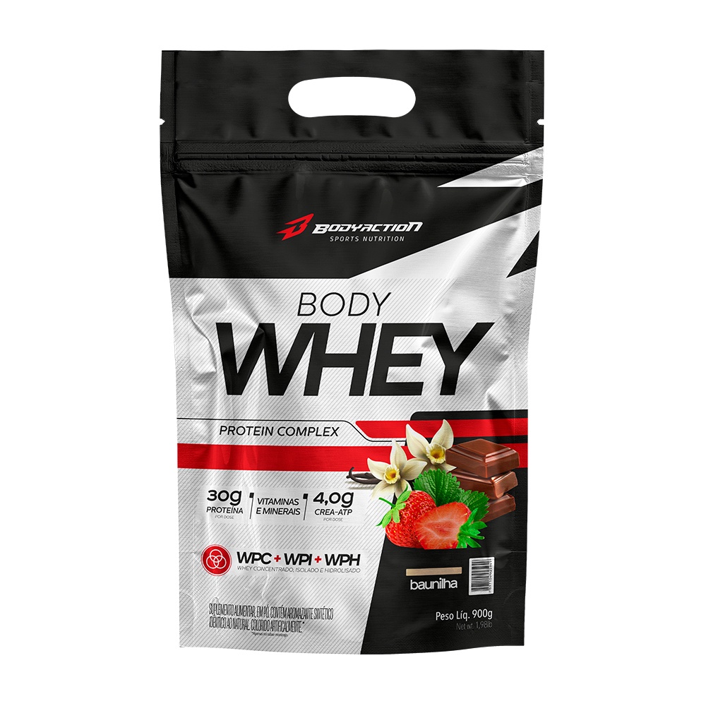 Body Whey Protein Complex Refil 900g Bodyaction Whey Protein Concentrado, Isolado e Hidrolisado com Crea-Atp