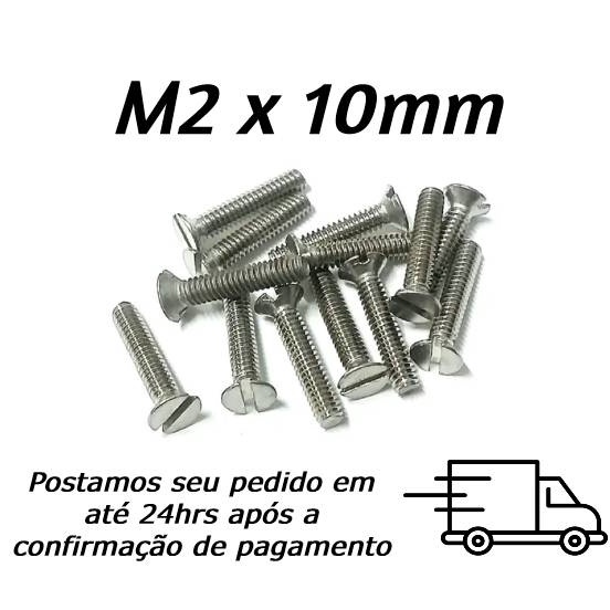Parafuso Máquina Cabeça Chata Fenda M2 X 10mm Inox