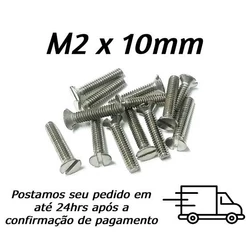 Parafuso Máquina Cabeça Chata Fenda M2 X 10mm Inox
