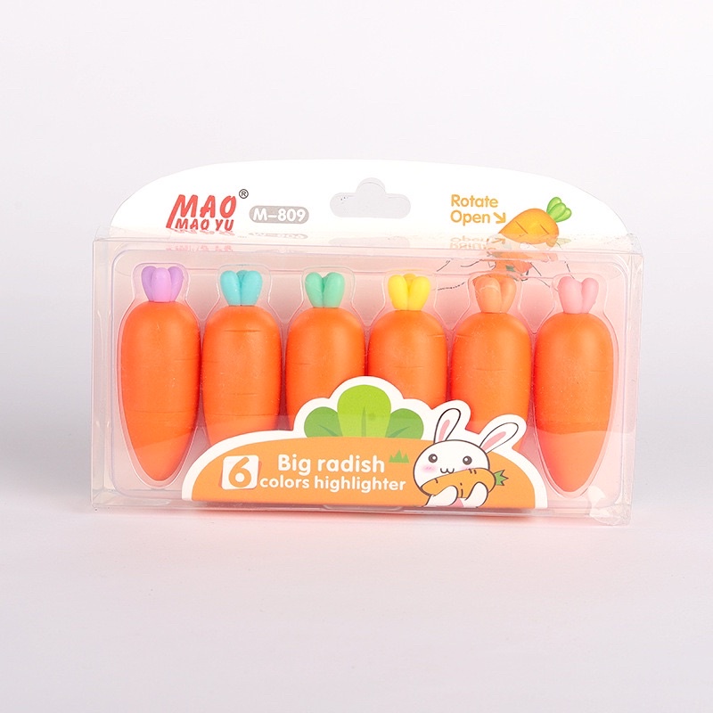 Conjunto de Marca Texto divertido Cenoura com 6