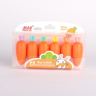 Conjunto de Marca Texto divertido Cenoura com 6 em Oferta na Shopee