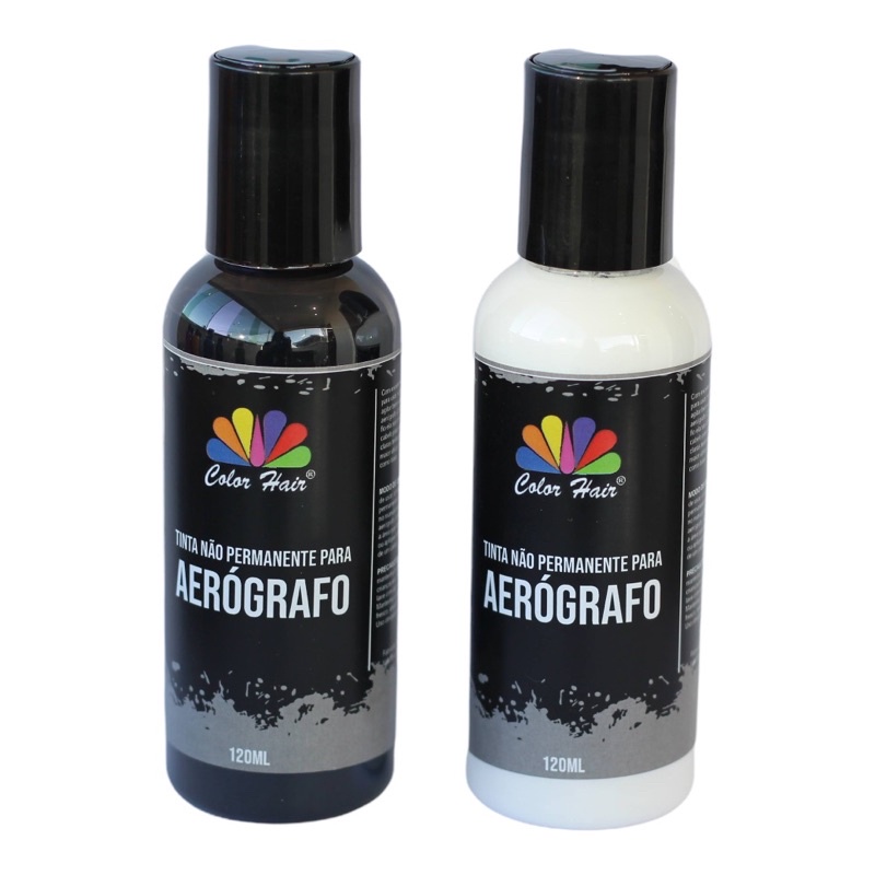 Kit com 2 tintas para aerógrafo não permanente Color Hair em Oferta na Shopee