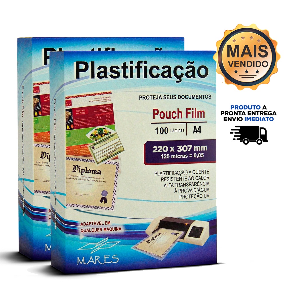 200 folhas Polaseal A4 Plástico para Plastificação Pouch-Film 0,05 220x307