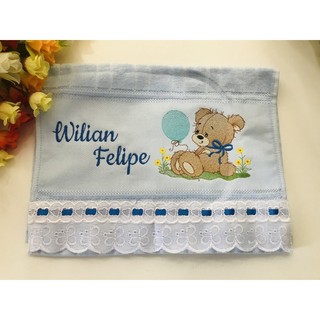 Toalha de lavabo boca para bebê infantil bordada e personalizada para lembrancinha e presente