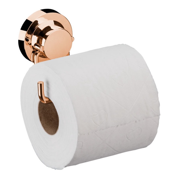 Suporte Para Papel Higiênico Aço Fixação Por Ventosa Rose Gold