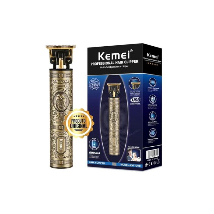 Aparador De Pelo Profissional Maquina de cortar cabelo Acabamento de barba Dourado Kemei Km-700d Bivolt