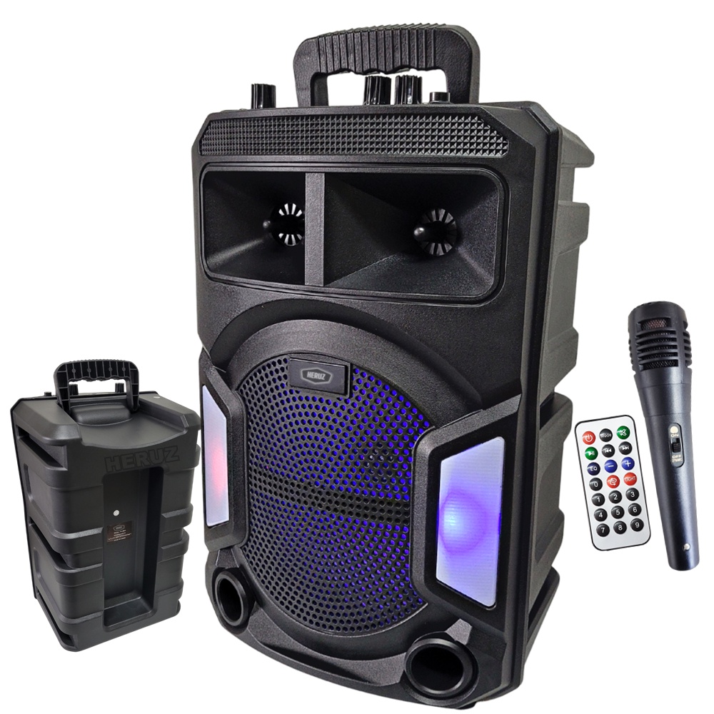 Caixa de Som Potente 1000w PMPO com Microfone P10