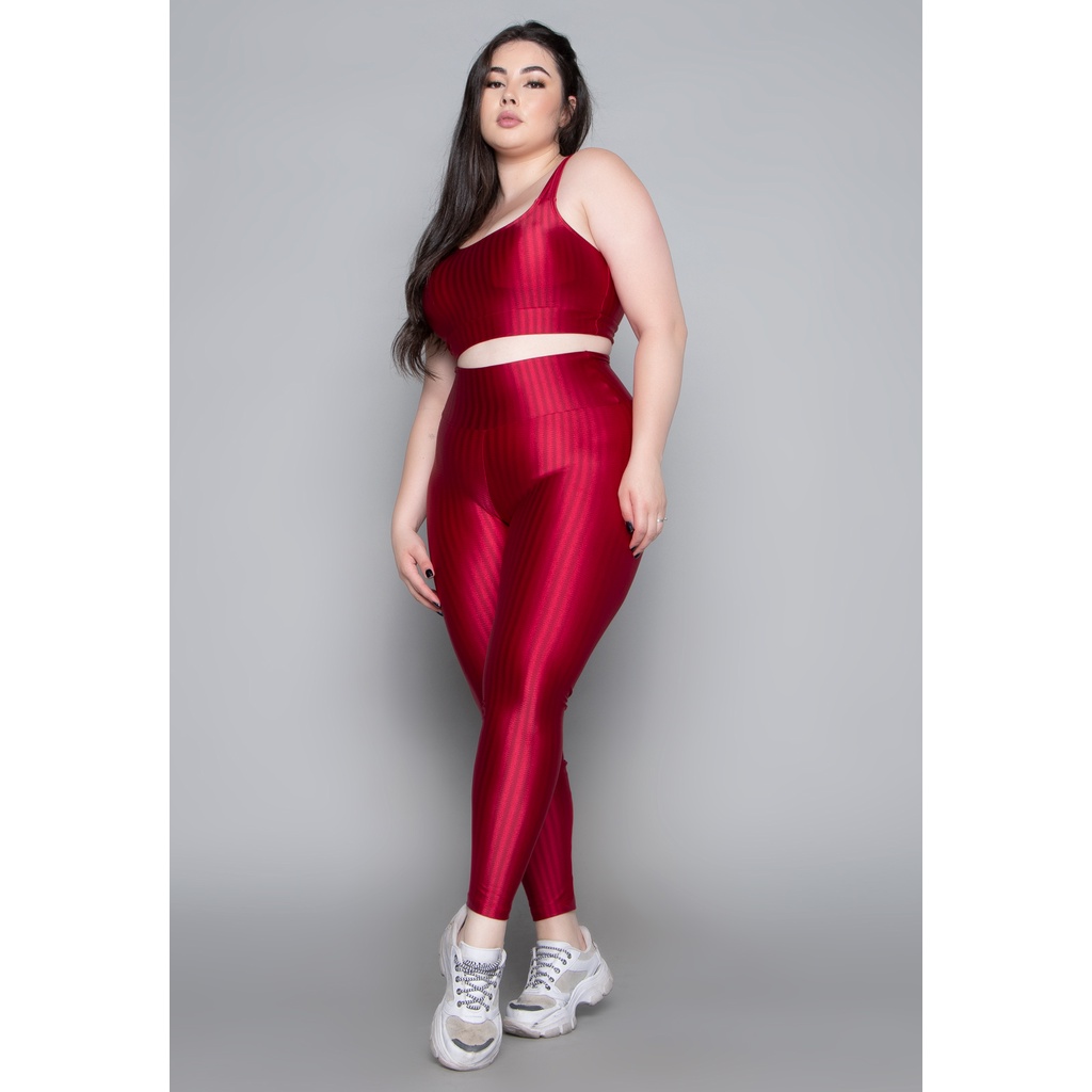 Conjunto Fitness Plus Size Calça Cintura Alta 3D Top Bojo