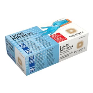 Luva Nitrílica Azul Sem Pó Descarpack Caixa c/100 unidades