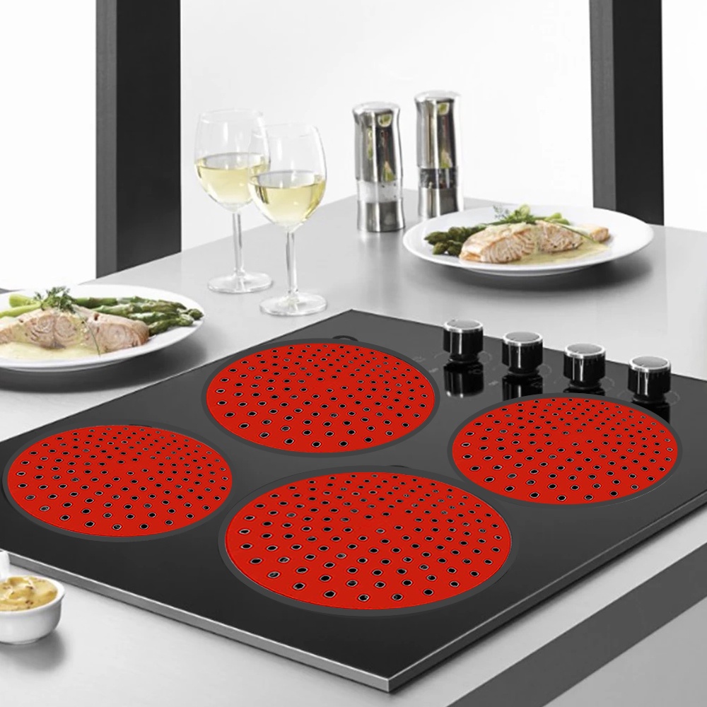 Almofada Silicone Para Fogão de Indução Kit 4 Peças Vermelho