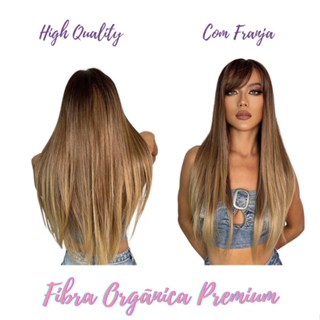 Peruca Lisa com Franja Fibra Orgânica Lindissíma Lace Wig + Touca