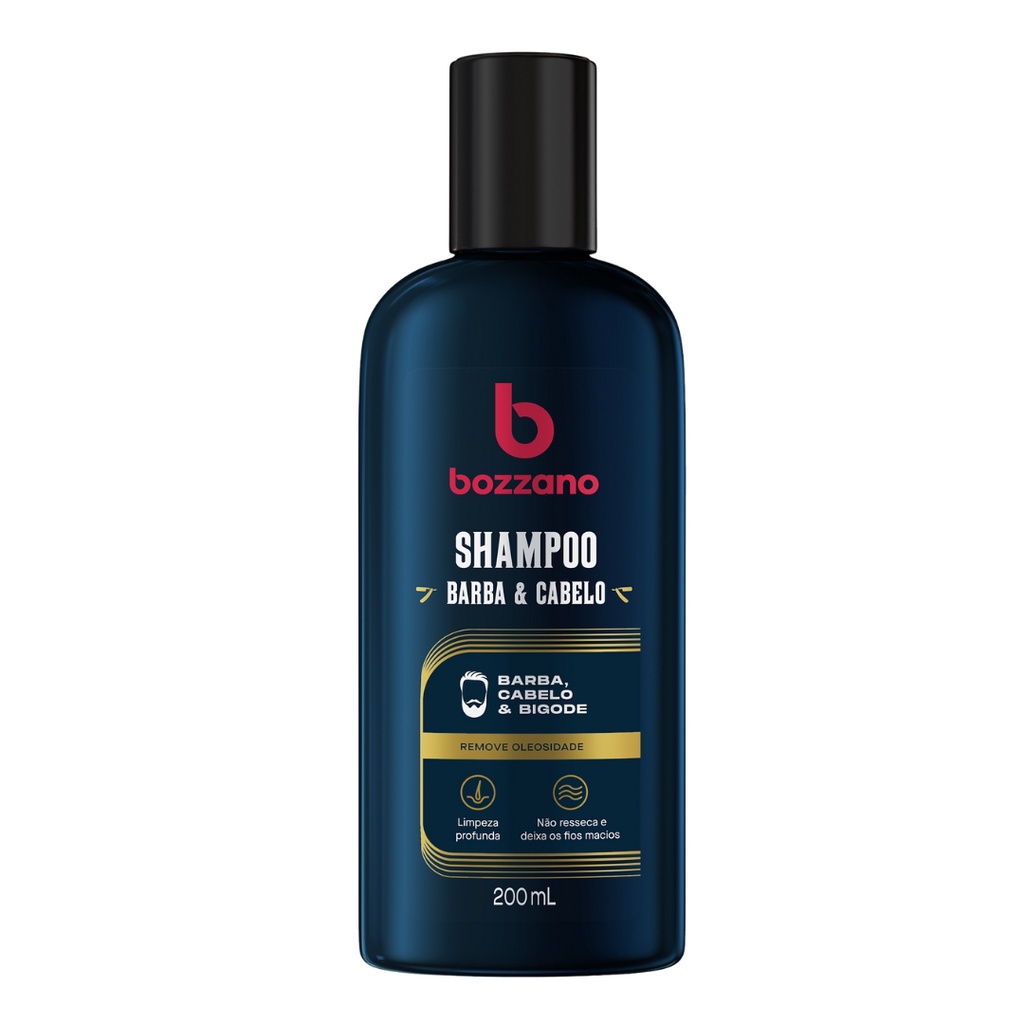 Shampoo Bozzano Barba, Cabelo E Bigode Limpeza Profunda200Ml