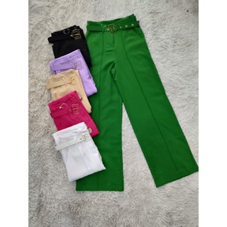 Pantalona De Alfaiataria Com Cinto de Fivela