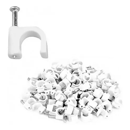 100pcs Grampo Fixa Fio Cabo Coaxial Miguelao 7mm Branco em Oferta na Shopee
