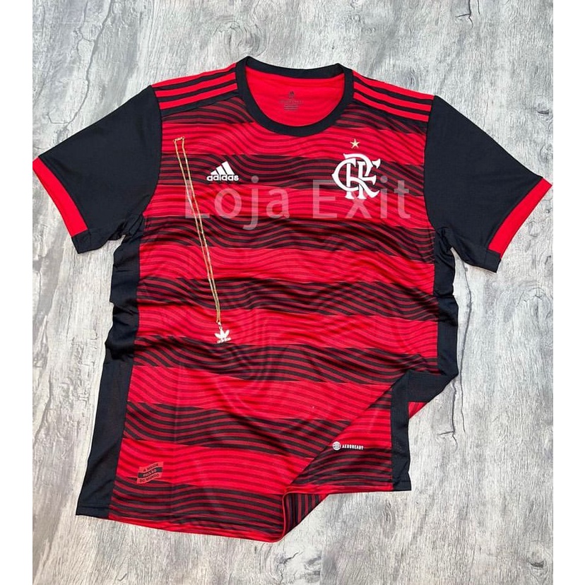 Camisa de time Flamengo Preta E Vermelha | Shopee Brasil