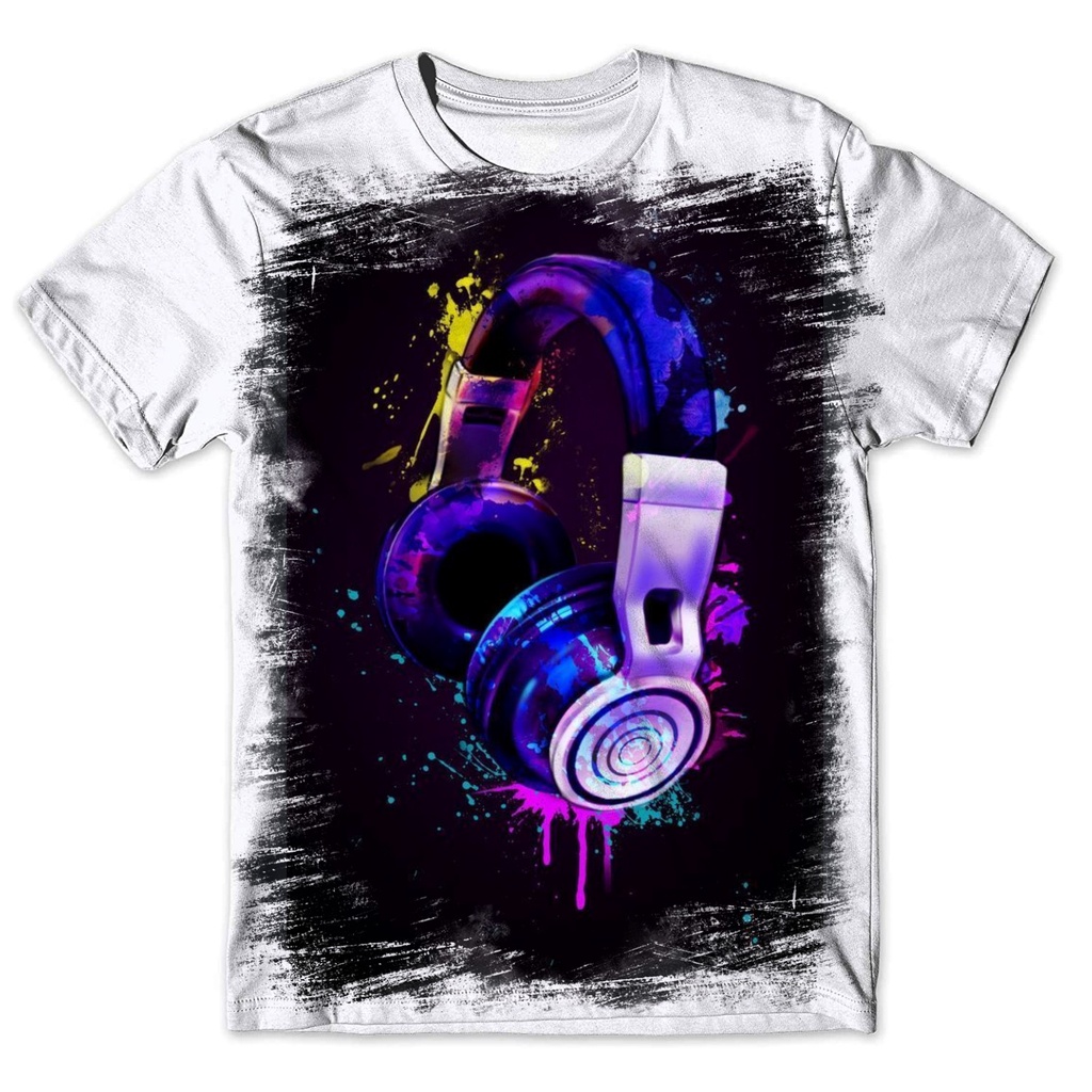 Camiseta psicodelico fone de ouvido Dj musical - Decora 14