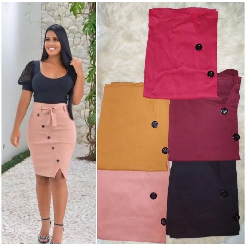 SAIA LÁPIS MIDI MODA EVANGÉLICA LUXO ELEGANTE BENGALINE em Oferta na Shopee