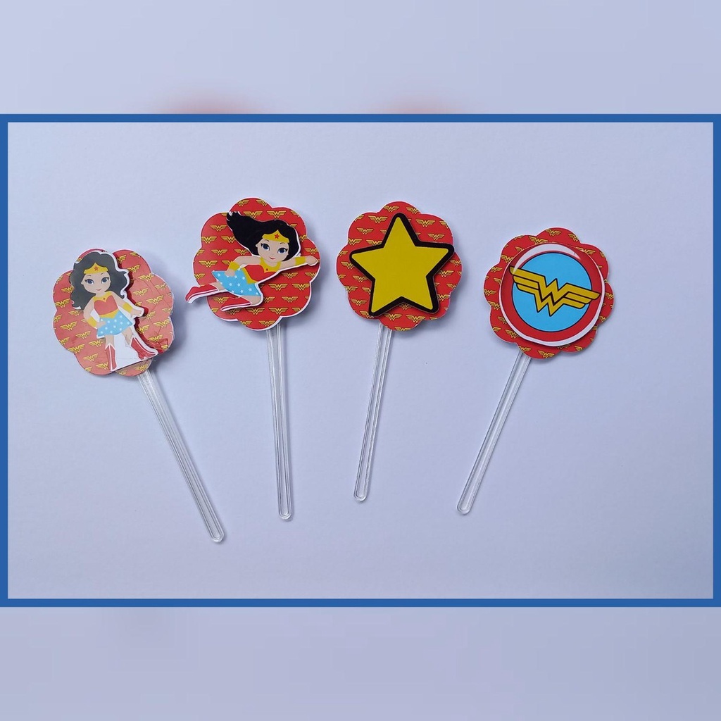Tooper para Cupcake 3d Mulher Maravilha 5cm