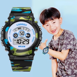 Relógio De Pulso Infantil Com Alarme/À Prova D'água/Luminoso/LED/Colorido/CamufladoRelógio De Pulso
