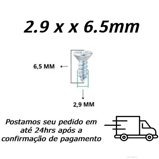 Parafuso Chipboard 2.9 x 6.5mm Atarraxante Chato Phillips INOX