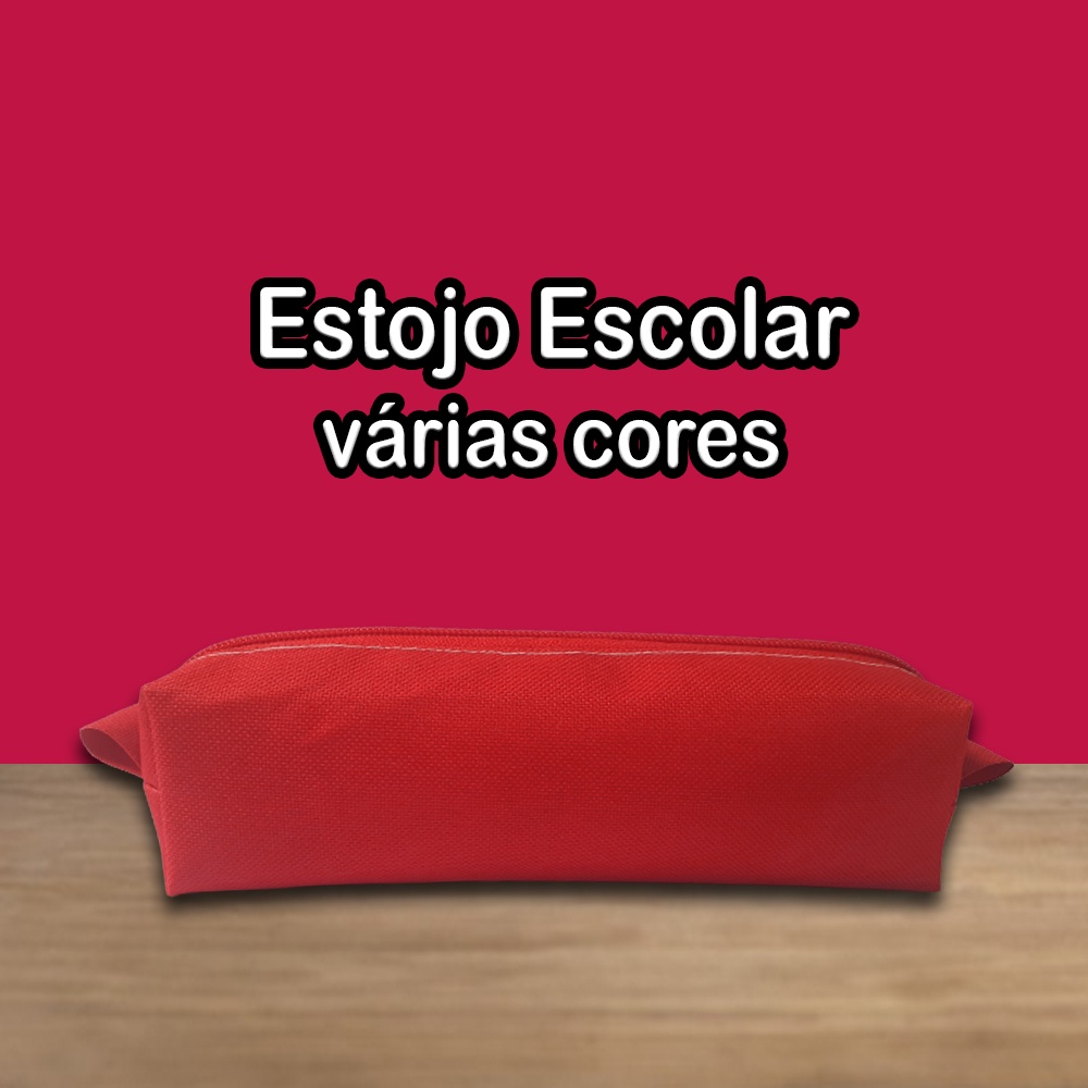 Estojo Escolar Organizador Pincel Make  Nylon 600 Pvc Colorido Vermelho Porta Lápis e Canetas Volta às Aulas