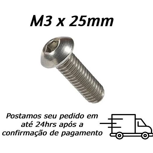 Parafuso Cabeça Abaulada Allen M3 X 25 INOX