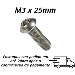 Parafuso Cabeça Abaulada Allen M3 X 25 INOX