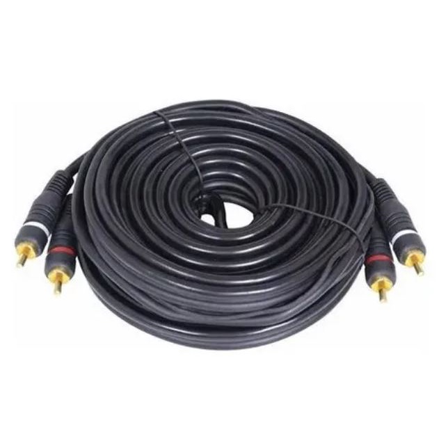 Cabo Rca 5 Metros Emborrachado Anti Ruido Cor Preto Banhado a Ouro Som Automotivo