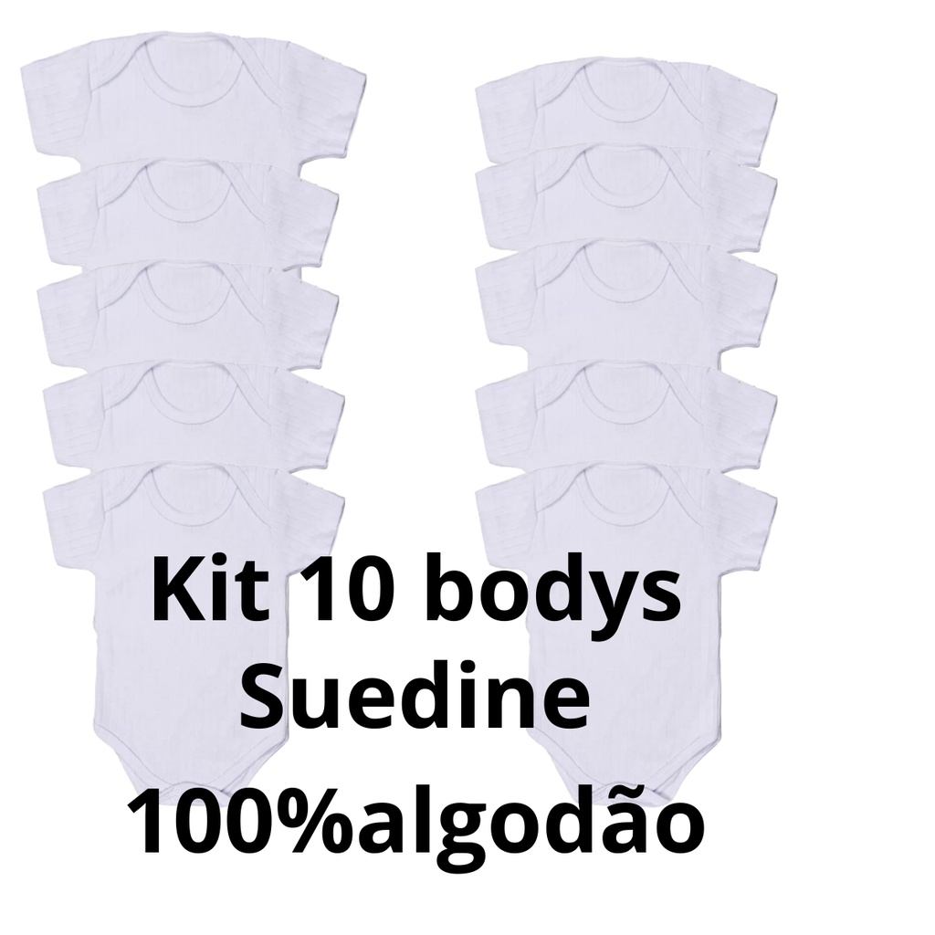 Body bebe liso branco 10 peças .100% algodão suedine em Oferta na Shopee