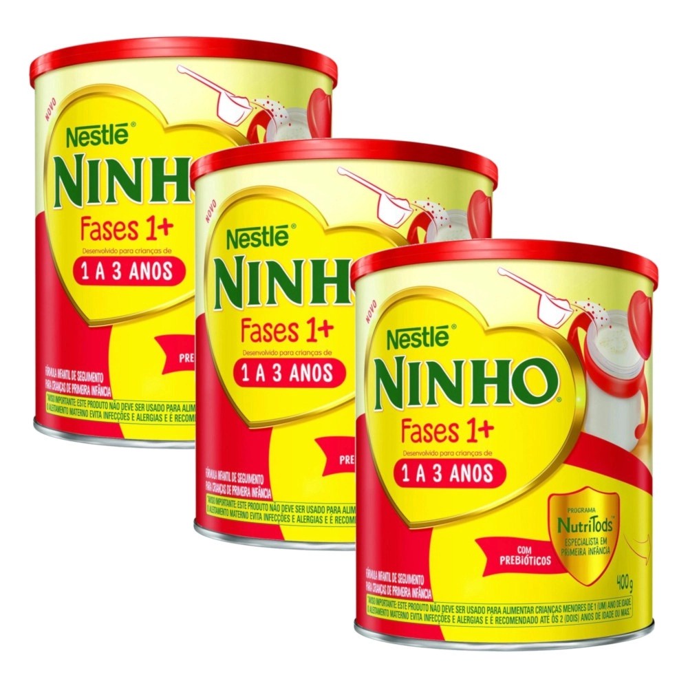 Kit 3x Leite em Pó Ninho Fases 1 + Nestlé 400g