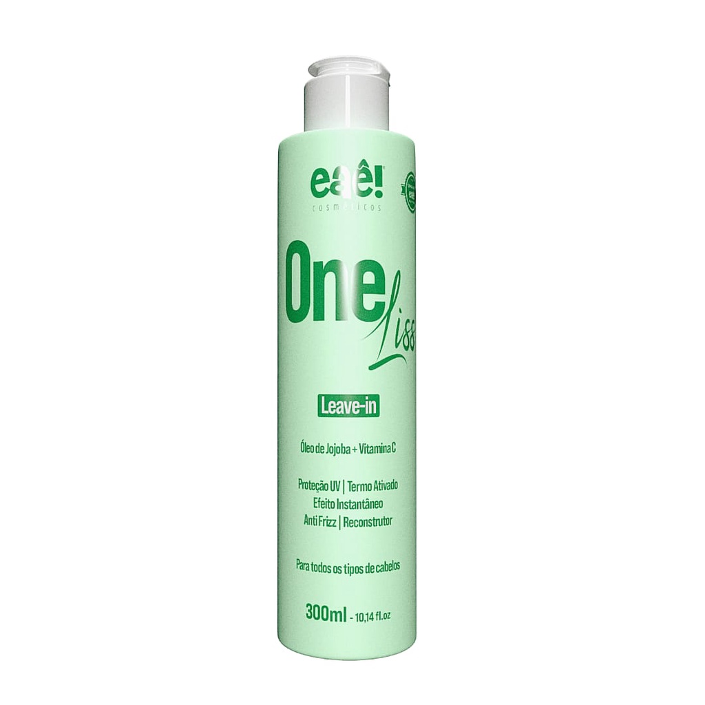 OneLiss Protetor Térmico LEAVE-IN 300ml Liso Máximo Reconstrutor Capilar Hidratante Eaê! Cosméticos