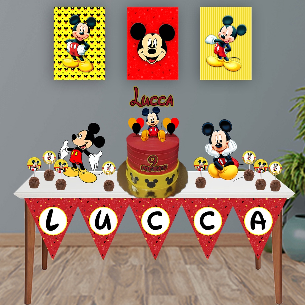 Kit Festa Mickey Personalizado – Só um Bolinho para Mesversário e Aniversário Infantil