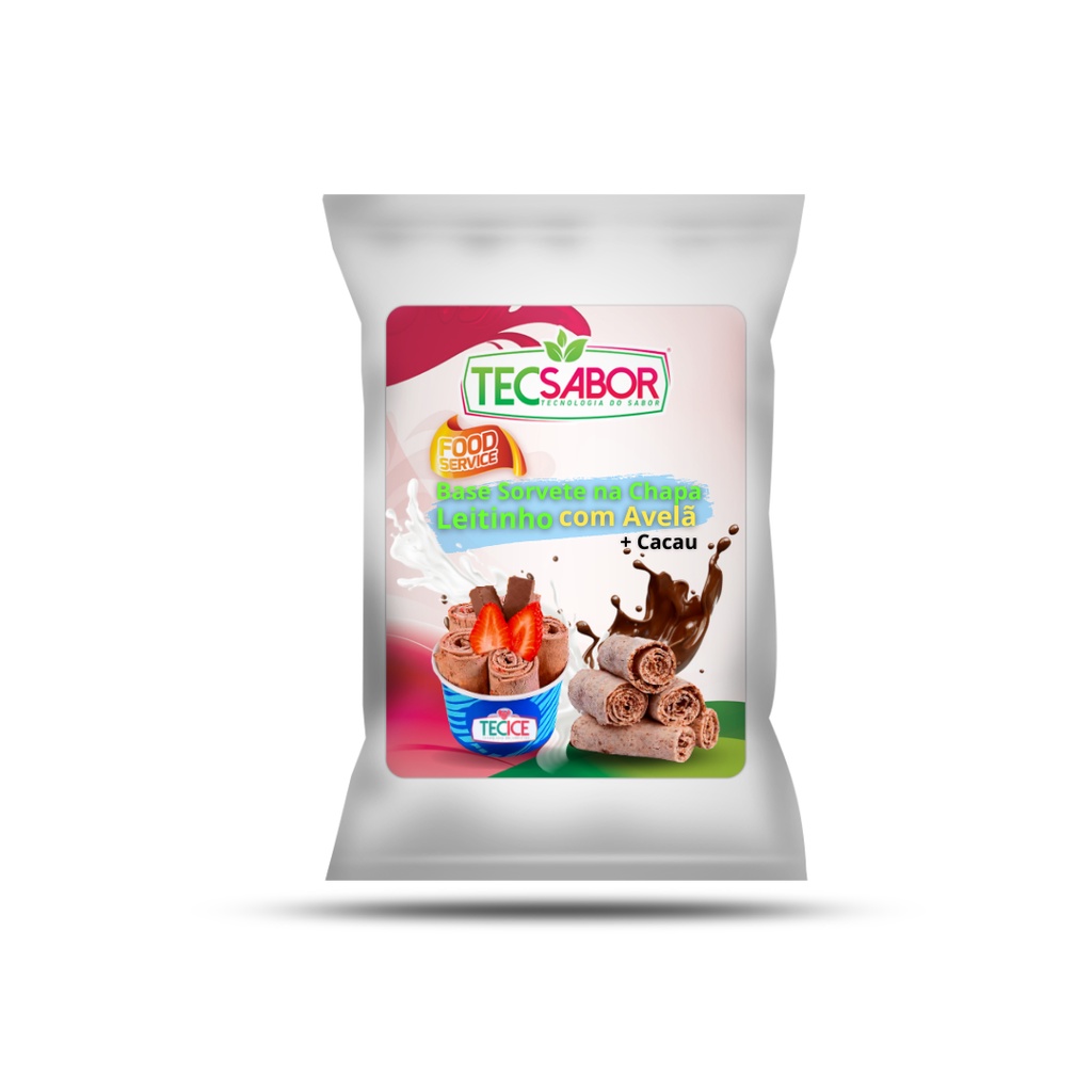 Base para Sorvete na chapa sabor Leitinho com Avelã 1 KG Tecsabor