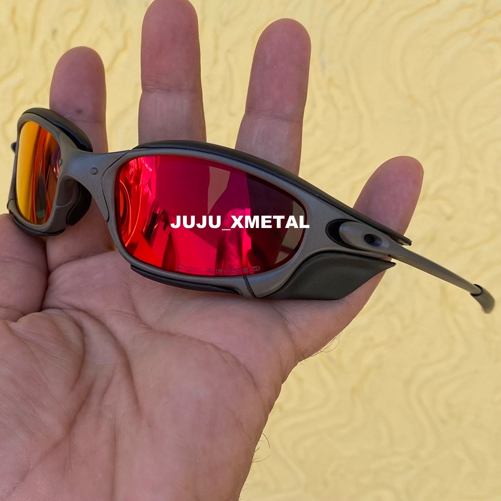 Óculos de Sol Juliet X-Metal Lentes Rosas Pink Polarizadas, 24k, tio