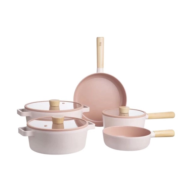 Conjunto de Panelas Neoflam Fika Rosa, Aluminio Injetado com Revestimento Cerâmico, Indução
