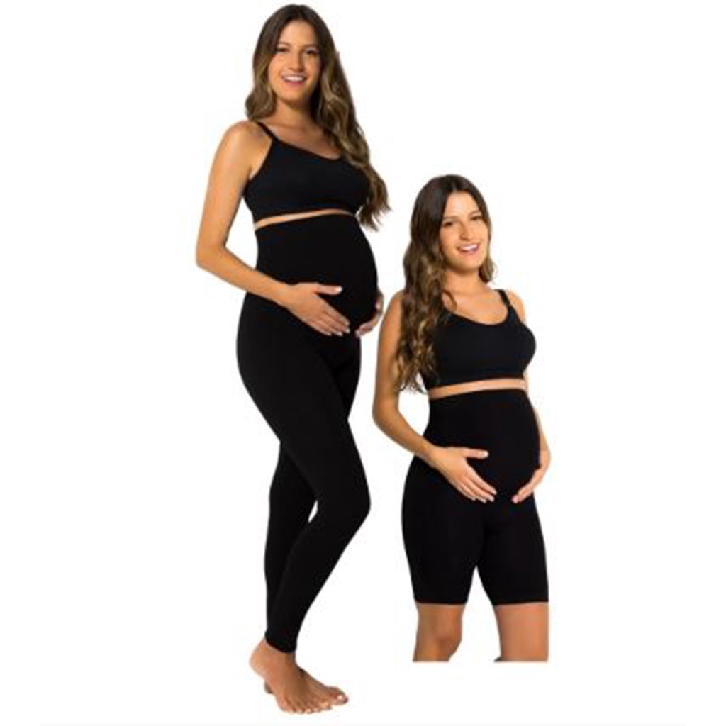 Kit Gestante Academia Calça e Bermuda em Suplex P/ Grávida Super Confortável Não Fica Transparente Vários Tamanhos