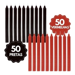 Kit Vela Palito Vermelha E Vela Preta 16 x 1,2 cm