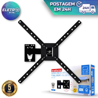 Suporte para Tv Articulado LED LCD Plasma 3D e Smart TV de 10” a 56” Triarticulado 3 Movimentos – Brasforma BRA3.0