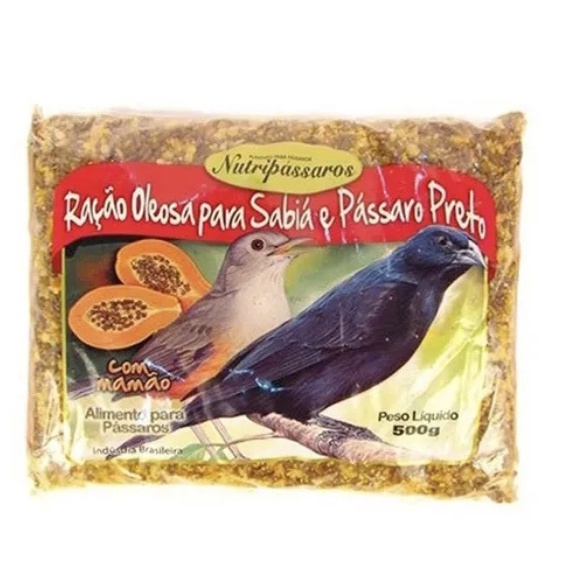 kit com 5 Sabiá Oleosa De Mamão Nutripássaros - 500g