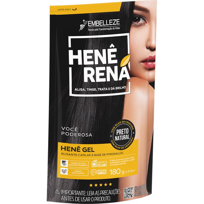 Henê Rená Preto Natural 180G - Beauty