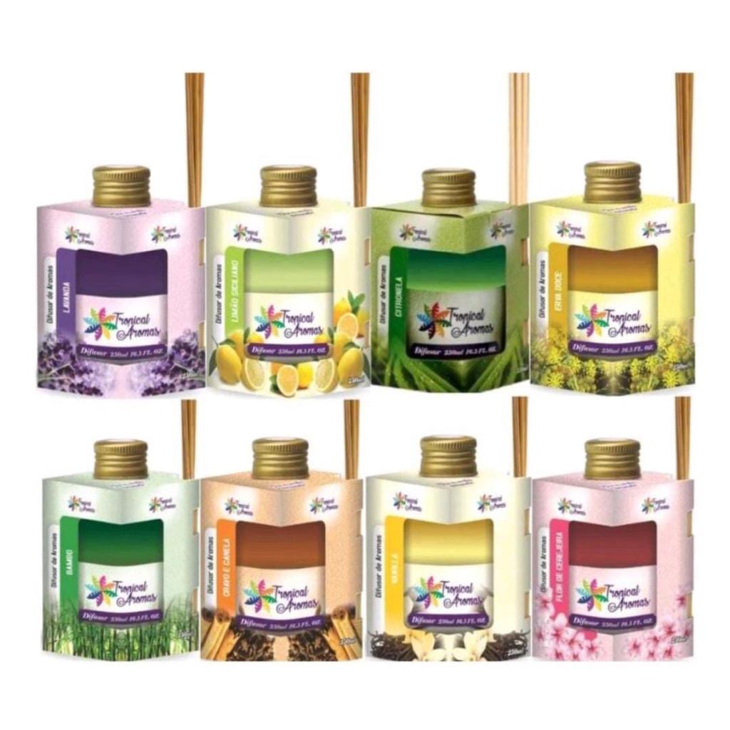 Aromatizador de Ambientes 250ml Difusor de Aromas - Acompanha palitos de madeira