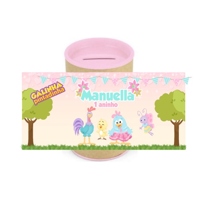 Kit 10 Cofrinhos Personalizados Galinha Pintadinha Rosa