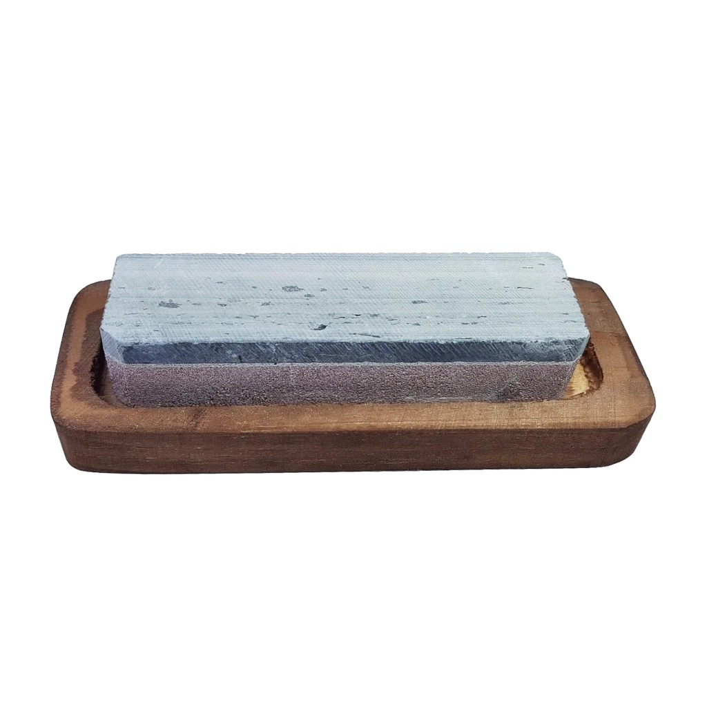 Pedra Para Afiar Amolar Faca Canivete Facão Dupla Face Pedra Gres Suporte Madeira Promoção
