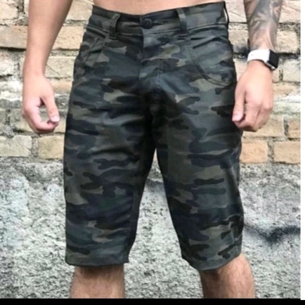Bermuda Masculina Militar Camuflada Sarja Roupas Masculinas