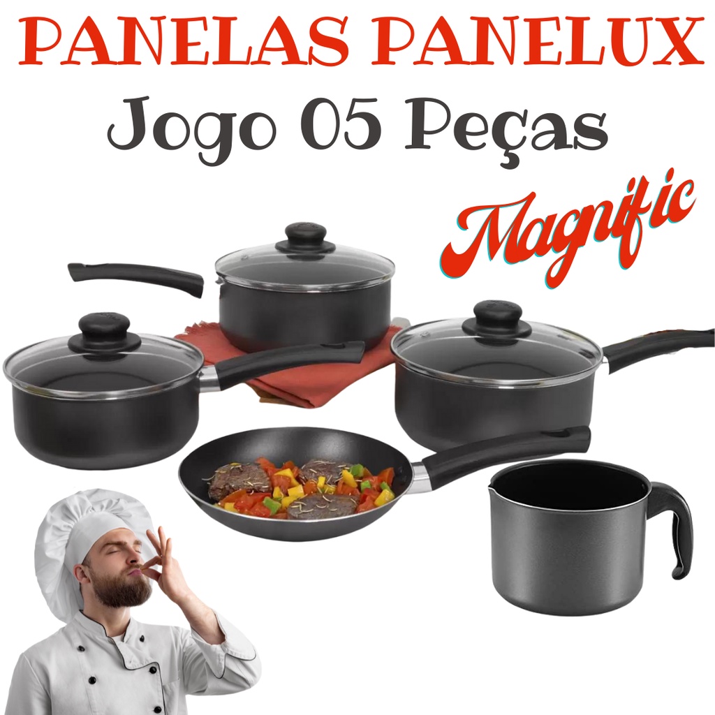 Panelas Conjunto de 05 Peças de Panelas Antiaderentes Panelux - Modelo Magnific
