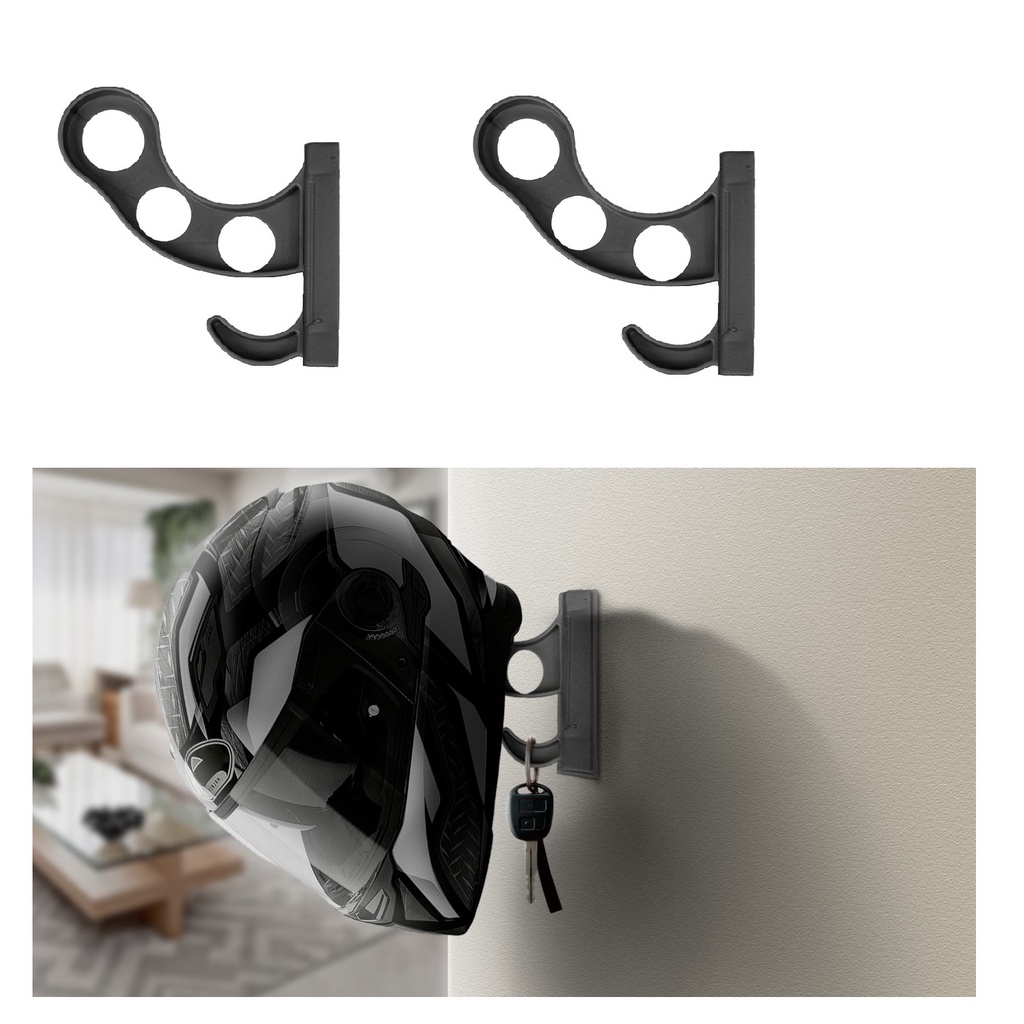 Kit 02 Suportes Gancho Cabide Para Pendurar Capacete Chaves De Parede Fixo em Oferta na Shopee