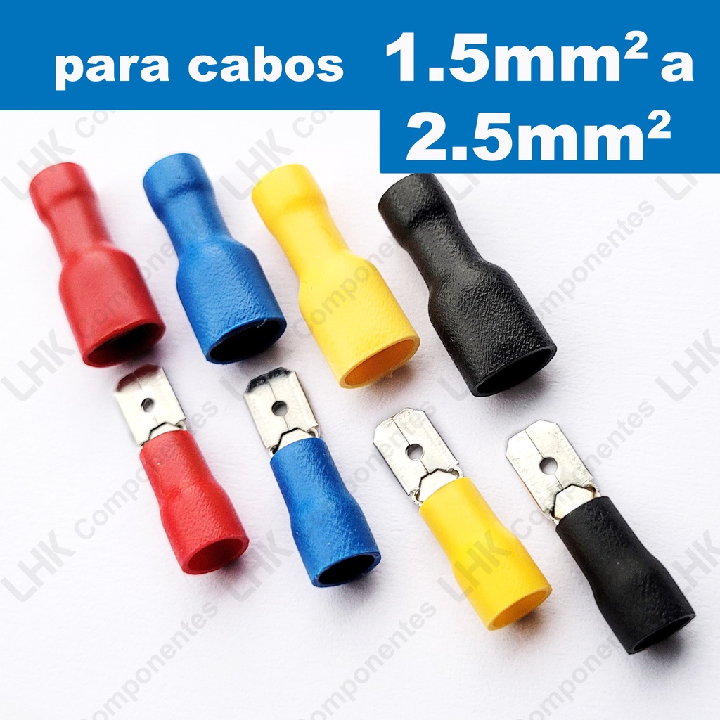 Terminal elétrico totalmente isolado Kit fêmea e macho 1,5mm a 2,5mm