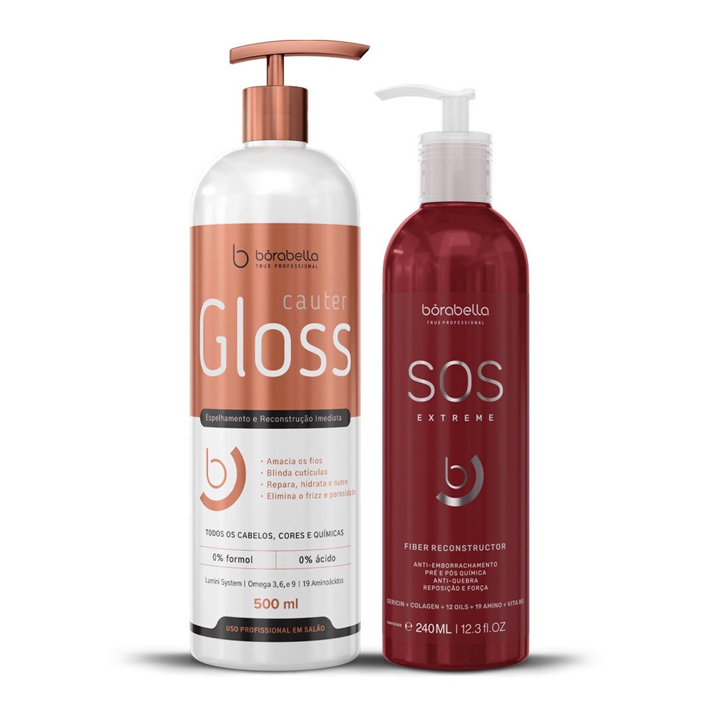 Kit Sos Anti Emborrachamento 240ml + Cauter Gloss 500ml Borabella